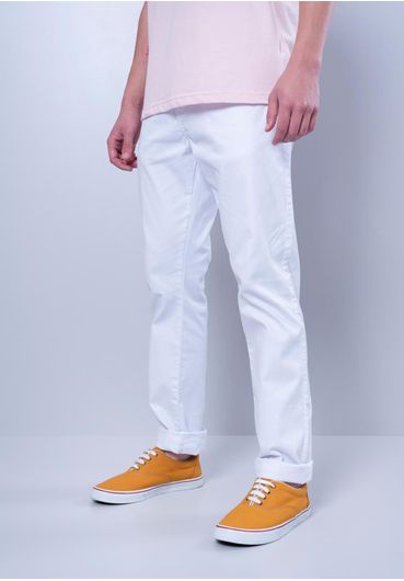 Calça slim sarja branca