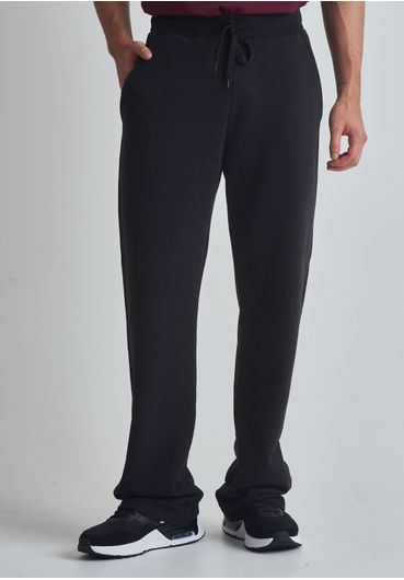 Calça básica moletom reta preta