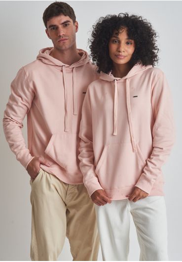 Moletom básico canguru com capuz rosa lótus
