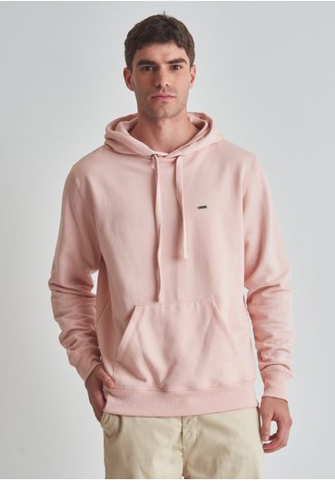 Moletom básico canguru com capuz rosa lótus