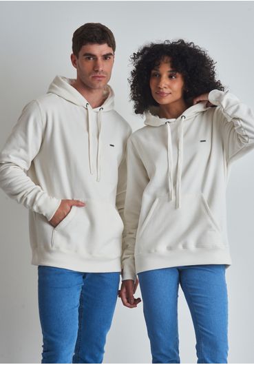 Moletom básico canguru com capuz off white