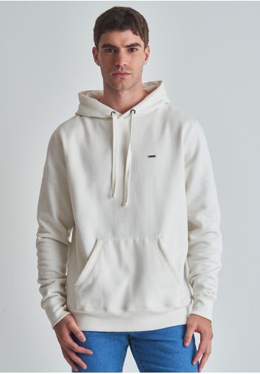 Moletom básico canguru com capuz off white