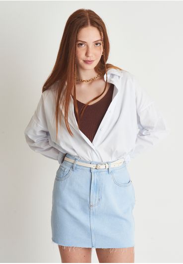 Saia jeans cintura alta