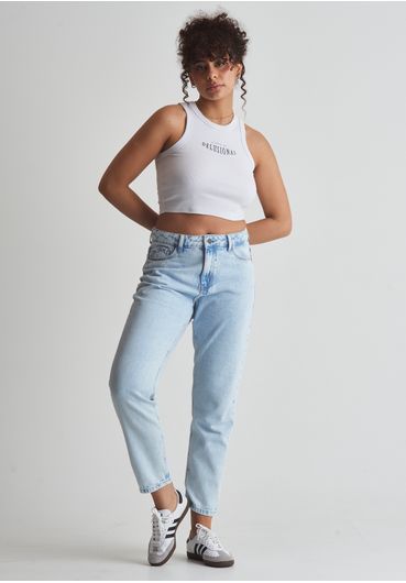 Calça jeans mom marmorizada