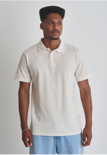 Camiseta polo básica piquet off white