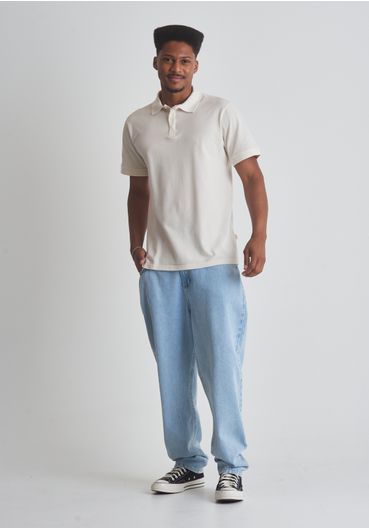 Camiseta polo básica piquet off white