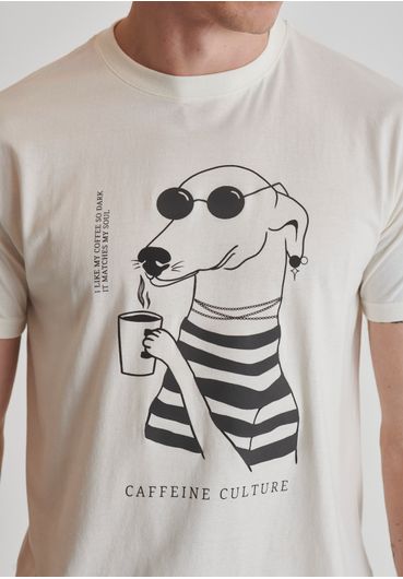 Camiseta de algodão estampa caffeine culture
