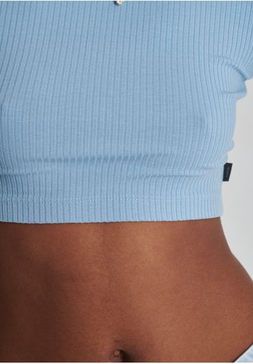 Cropped básico canelado azul claro