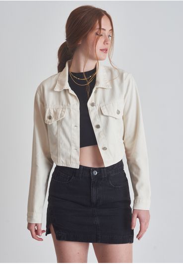 Jaqueta sarja cropped corsetada