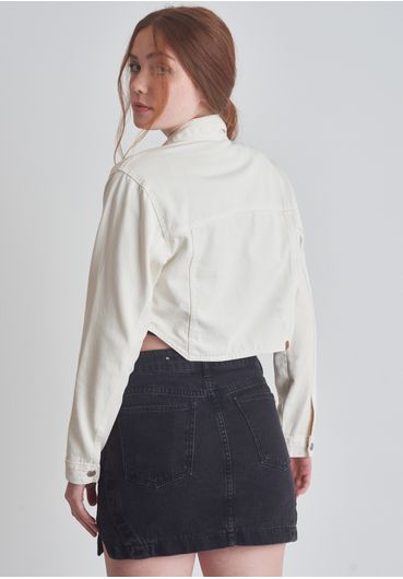 Jaqueta sarja cropped corsetada