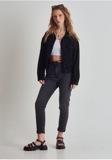 Calça jeans skinny cintura alta