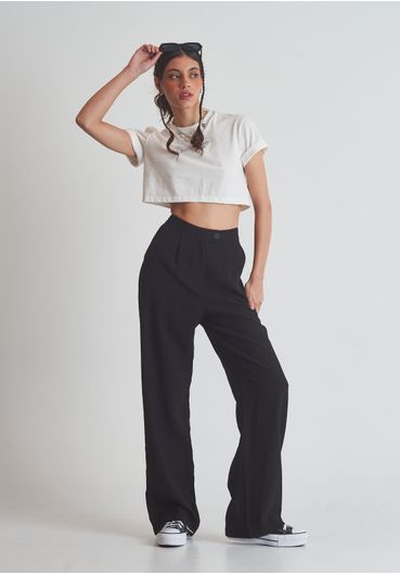 Calça de alfaiataria com pregas preta