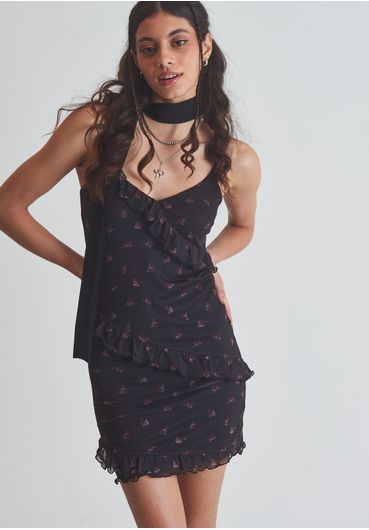 Vestido tule estampado