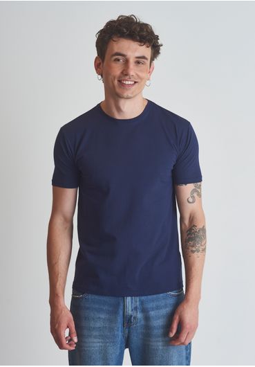 Camiseta básica cotton azul marinho