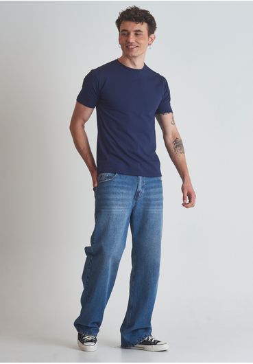 Camiseta básica cotton azul marinho
