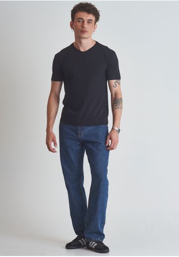 Camiseta decote V slim fit preta