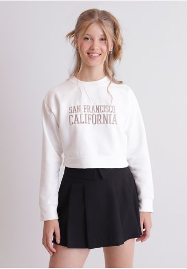 Moletom cropped com bordado San Francisco