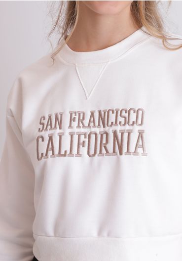 Moletom cropped com bordado San Francisco