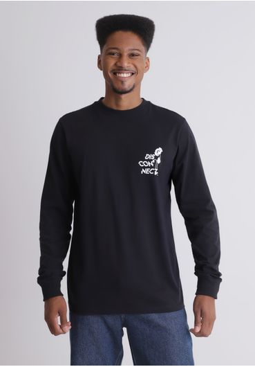 Camiseta manga longa estampa Disconect