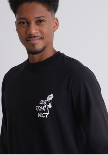Camiseta manga longa estampa Disconect