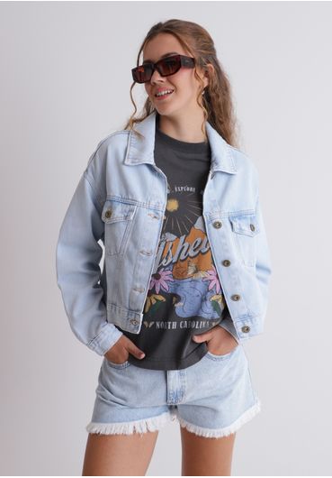Jaqueta Jeans Cropped Blue Médio