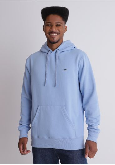Moletom Canguru Básico Azul Claro