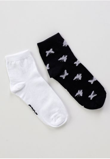 Kit meia soquete estampada borboletas
