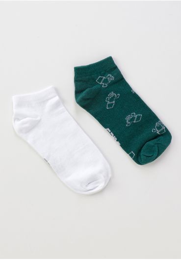 Kit meia sapatilha estampada cactus