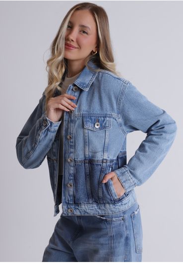 Jaqueta jeans bicolor
