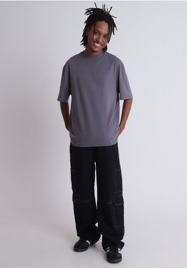 Camiseta básica over fit chumbo