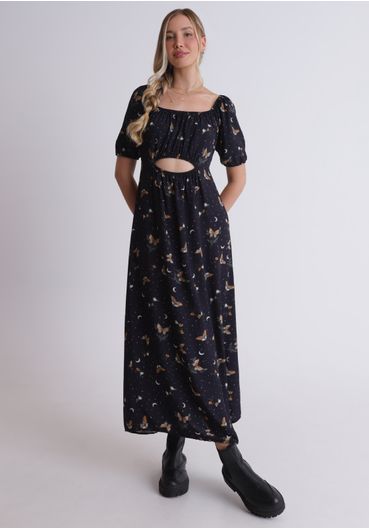 Vestido midi estampado místico