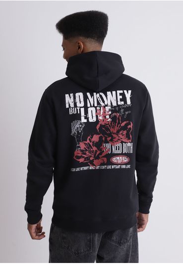 Moletom com capuz estampa No money