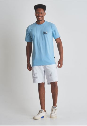 CAMISETA DE ALGODÃO ESTAMPA JUST SMILE