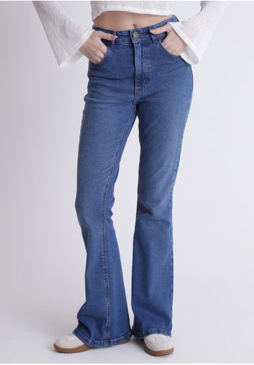 Calça jeans flare lavanderia escura