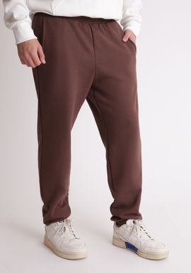 Calça Moletom Básico com Punho Marrom