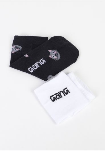 Kit meia sapatilha estampada gatinho