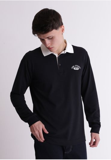 Camiseta gola polo manga longa estampa 1976