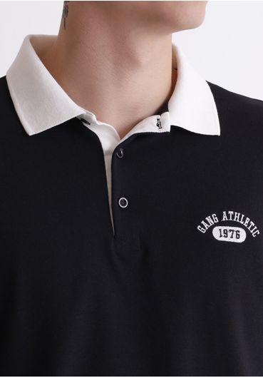 Camiseta gola polo manga longa estampa 1976